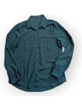 Mine Forest Green Button Down Blouse Small